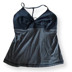 Lululemon Pranayama charcoal gray Twist V Neck Athletic Tank Top Size 8